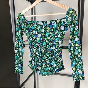NWT AFRM Floral Mesh Off The Shoulder Top